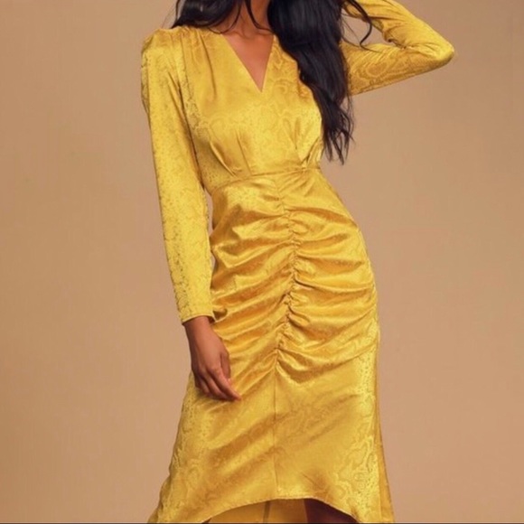 Wayf Yellow Ronnie Snake Print Ruched 